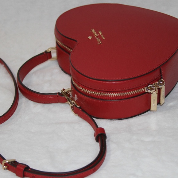 NWT Kate Spade Love Shack Heart Bag Crossbody Purse Leather Candied Cherry Red - Picture 5 of 7